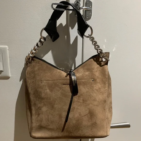 Authentic JIMMY CHOO Raven Suede Hobo Tote Shoulder Bag - Picture 1 of 8